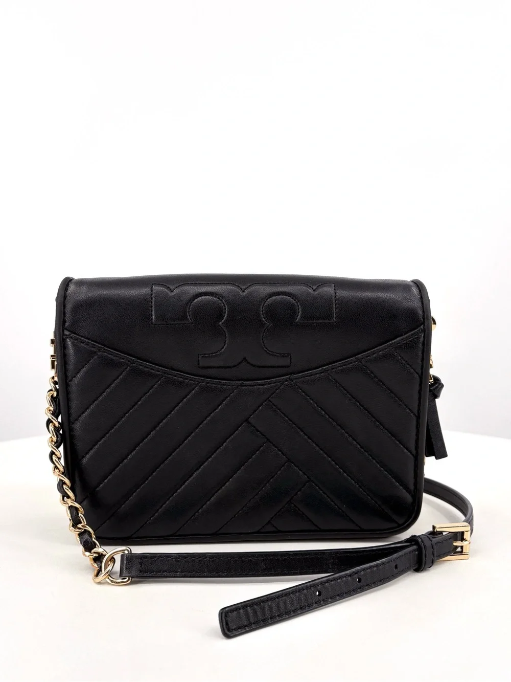 TORY BURCH Alexa Combo Quilted Black Leather Crossbody Bag